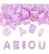FASHEWELRY Crystal Violet Large Letter Beads 50 Pcs Acrylic Colorful Big Alphabet Bead Vowel AEIO...