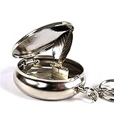 Smartdealspro Stainless Steel Portable Pocket Circular Ashtray Key Chain with Cigarette Snuffer