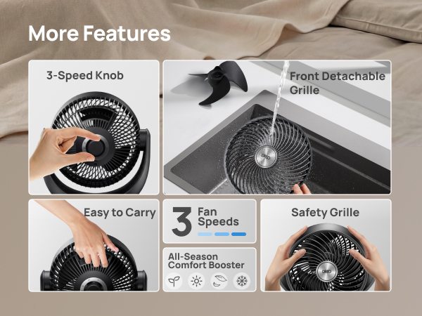 HAF007 black DREO desk fan for bedroom clean