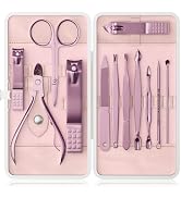 Manicure Set, Stainless Steel Nail Clipper Set with Travel Case | 12-Piece Set with Thicker Steel...