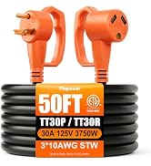 50 FT 30 Amp RV Extension Cord, RV Power Cordwith Grip Handle &amp; Organizer, NEMA TT-30P to TT-30R ...