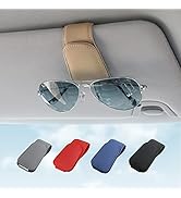 KanSmart Sunglass Holder for Car Visor Sunglasses Clip Magnetic Leather Glasses Eyeglass Holder I...