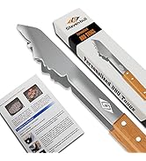 Heavy Duty BBQ Grill Tongs for Outdoor Grill,17 Inch Long Grill Tool, Metal Barbecue Utensil, Woo...