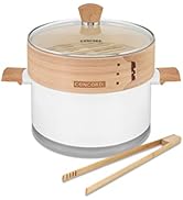 CONCORD 10" Stainless Steel Steamer Pot with Natural Bamboo Steamer 24 CM Steaming Cookware (Snow...