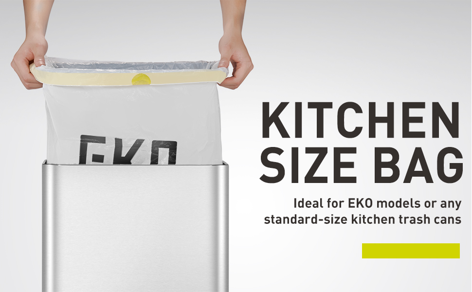 FIts all standard kitchen sized trash bags
