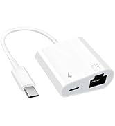 DICKMITH USB C to Ethernet Adapter 2 in 1 USB C to RJ45 Adapter with Type C PD Charging Port Comp...