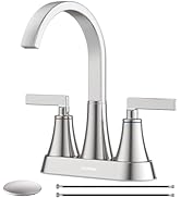 Bathroom Sink Faucet, Hurran 4 inch Brushed Nickel Bathroom Faucets for Sink 3 Hole with Pop-up D...