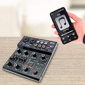 Professional Wireless DJ Audio Mixer - 4-Channel Bluetooth DJ Controller Sound Mixer - USB Audio