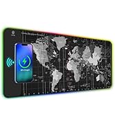 AIMSA Wireless Charging RGB Gaming Mouse Pad 15W, Extended LED Desk Mat Protector 800x300x4MM, 14...