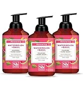 Soapbox Foaming Hand Soap Watermelon &amp; Basil, 11oz Pump Bottles, 3 Pack, Cruelty Free, Vegan Mois...