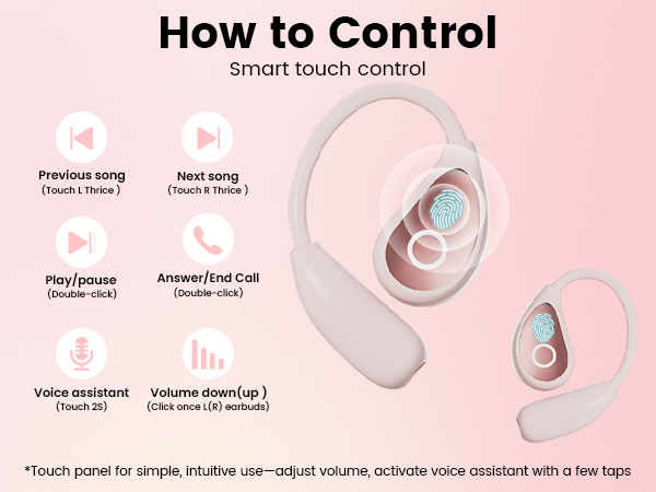 How to controlOpen Ear Earbuds wireless bluetooth Headphones 5.4 Sports with Smart Digital Display