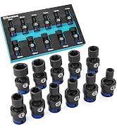 DURATECH 3/8" Drive Impact Universal Joint Socket Set, 11-Piece, 8mm-19mm | Swivel Socket Set, 36...