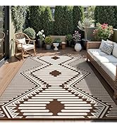 MontVoo Outdoor Rug-Waterproof Patio Rug Mat 5x8 Outdoor Carpet Mat Reversible Plastic Straw Outs...