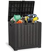 EAST OAK 31 Gallon Outdoor Storage Box, Waterproof Deck UV-Resistant Resin Bin for Patio Cushions...