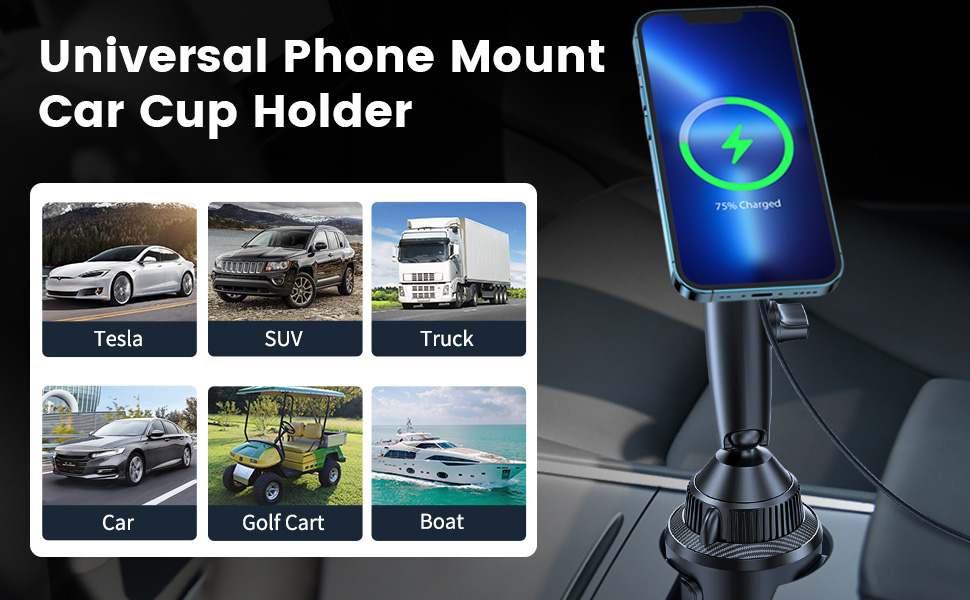 universal cup holder phone charging mount