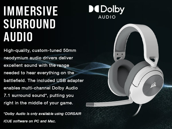 surround headset, dolby headset, dolby audio headset, 7.1 surround sound