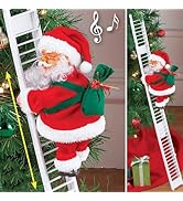 QUAAM Electric Santa Claus Climbing Ladder, Climbing Santa Claus on Ladder with Music- Santa Clau...