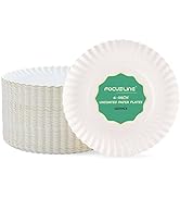FOCUSLINE 6 Inch White Paper Plates, Uncoated Paper Plates, Everyday Disposable Dessert Plates 6"...
