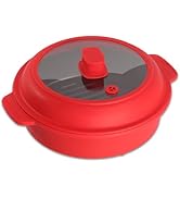 GLOU-GLOU GOOSE GGG Microwave Grill Pan, Fry Griddle Crisper Pan with Lid for Grilling Browning a...