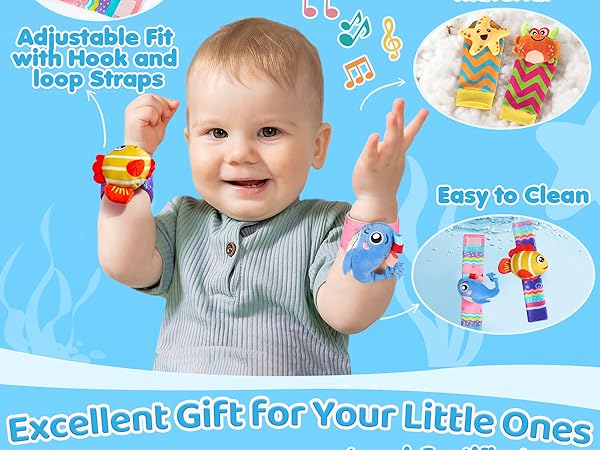 URMYWO Baby Newborn Boys and Girls Gifts, Wrist Rattles for Baby, Rattle Socks Toys for 0-6 Months