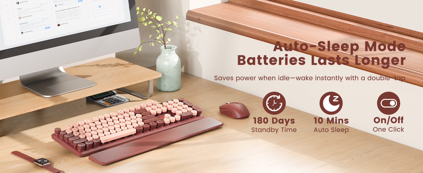 Auto-Sleep Mode, Batteries Lasts Longer. Saves power when idle-wake instantly with a double tap