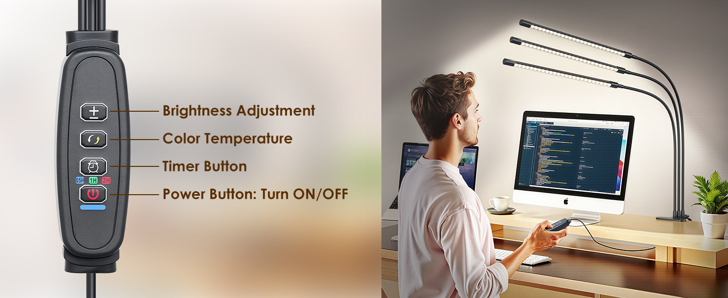 led desk lamp with button control