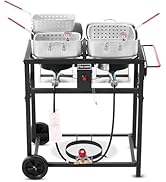 Fire Riot Deep Fryer with Double Burner Propane Stove Outdoor - 2-18QT Aluminum Pots &amp; Frying Bas...