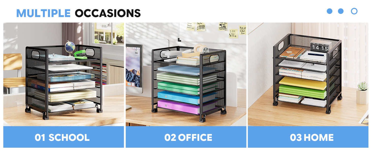 Letter Tray Paper Organizer 6-Tier Desk Organizer File Organizer Paper Holder with Handle