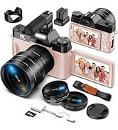Yatao Digital Cameras for Photography and Vlogging, 6K 64MP Flip Screen, Dual Lens, Microphone fo...