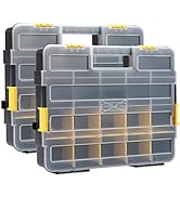 MIXPOWER 2 Pieces 34-Compartment Toolbox Organizer sets, 20 Removable Dividers, Black/Yellow, 2 P...