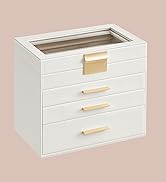 SONGMICS Jewelry Box with Glass Lid, 4-Layer Jewelry Organizer, 3 Drawers, for Sunglasses, Big Je...