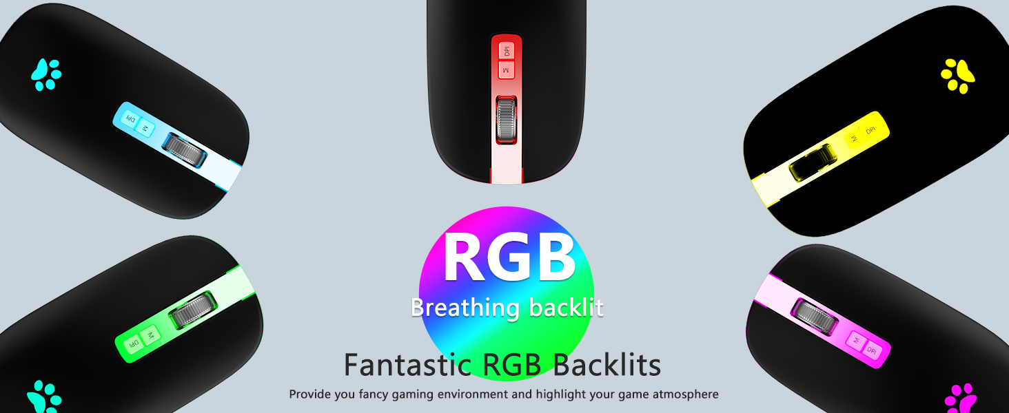 7 different colorful breathing lights usb mouse computer mouse