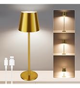 VARICART Gold Cordless Table Lamp - 8-20 Inches Adjustable Height, 5000mAh Rechargeable Battery L...