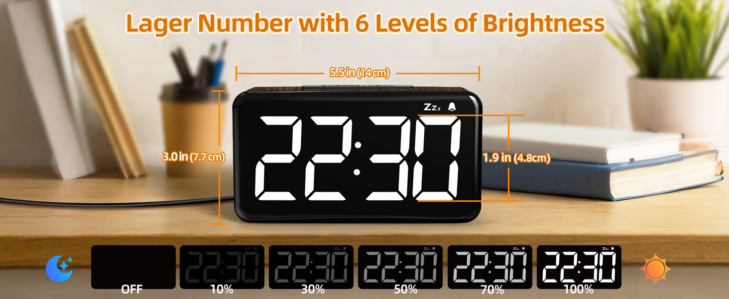 dimmable wooden alarm clock