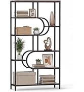 Giantex 5-Tier Bookshelf, 69" Tall Etagere Bookcase w/Open Storage Shelves, Industrial Geometric ...