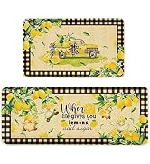 Cusugbaso Lemon Kitchen Mats Set of 2, Lemon Kitchen Decor Rugs Farmhouse Truck Mat for Floor, Pl...
