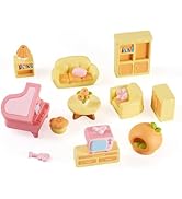 Magibeads 15Pcs Resin Mini Dollhouse Decor Sofa Table Bookcase Piano Living Room Miniature Furnit...