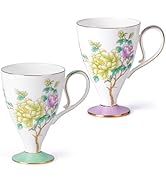 KAMMAK Bone China Mugs Set of 2 Fine Ceramic Coffee Mug, 15oz Porcelain Novelty Coffee Mugs for C...