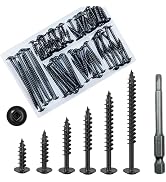 Wensilon (Black) Pocket Hole Screws Wood Screw kit, 87PCS, Round Head Square Groove self Tapping ...