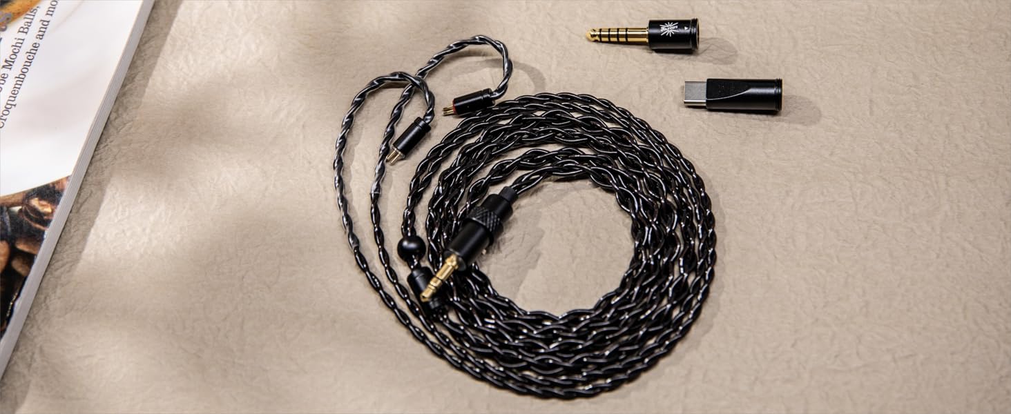 Text reads 'Image 2'. Braided black and grey audio cable with metal connectors at both ends, coiled on beige surface.