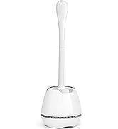 Toilet Brush and Holder, Toilet Bowl Brush with Ventilated Holder and Ergonomic Long Handle, Dura...