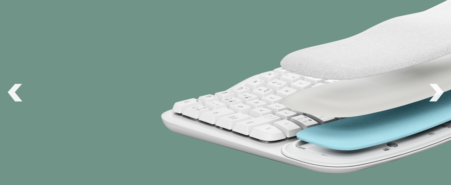 zoom of wave keys wireless ergonomic white keyboard with a cushioned palm rest