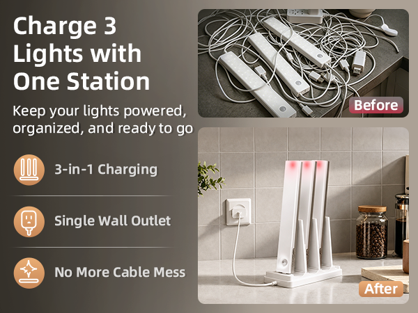 under cabinet lights with charging station