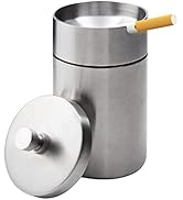 Stainless Steel Auto Ashtrays with Lid Car Ashtray Smell Proof Portable Smokeless Detachable Wind...