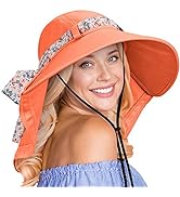 Womens Hiking Hat Wide Brim Hat with Large Neck Flap UPF 50+ Sun Protection Hats