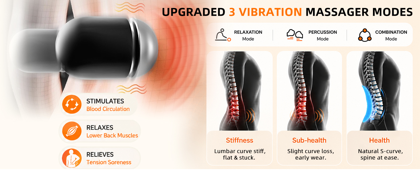 Cordless Lumbar Support Pillow for Pain Relief Deep Tissue