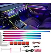 HMYC Acrylic Interior Car LED Strip Light with APP, 18-in-1 128 Colorful 6 Pieces Fiber Optic Car...