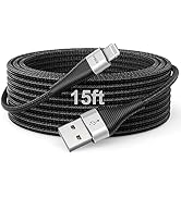 Extra Long iPhone Charger Cord 15FT [Apple MFi Certified] USB A to Lightning Cable Braided Fast C...