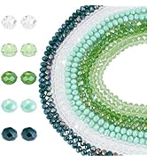 PH PandaHall 630PCS Green Faceted Glass Beads, 6mm Crystal Glass Beads 5 Colors Green Loose Beads...
