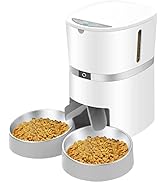 Automatic Cat Feeder, WellToBe Pet Feeder Food Dispenser for Cat &amp; Small Dog with Two-Way Splitte...